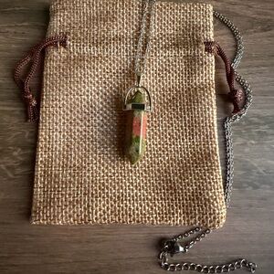 Unakite Point Necklace Unakite Pendant Crystal Point Necklace